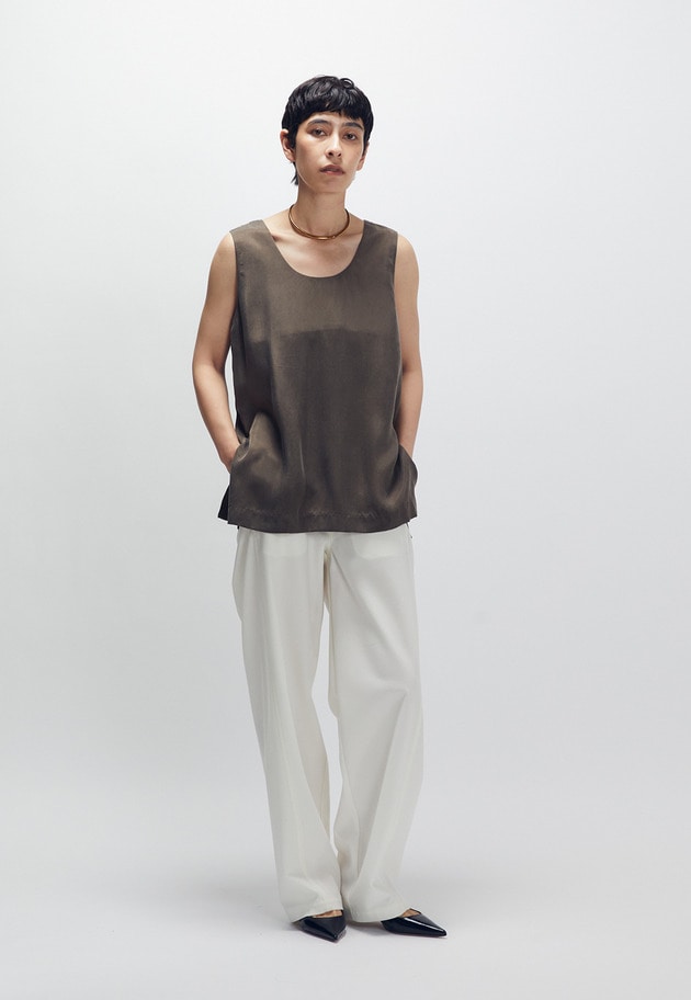 【新色追加2】キュプラフィブリルタンクトップ 詳細画像 Brown 3