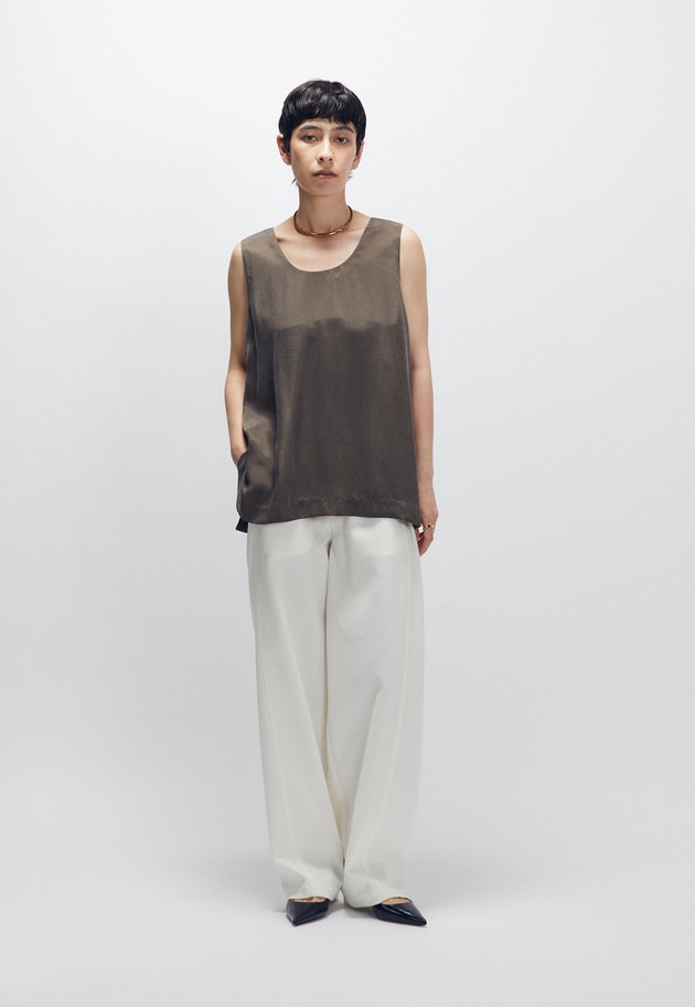 【新色追加2】キュプラフィブリルタンクトップ 詳細画像 Brown 4