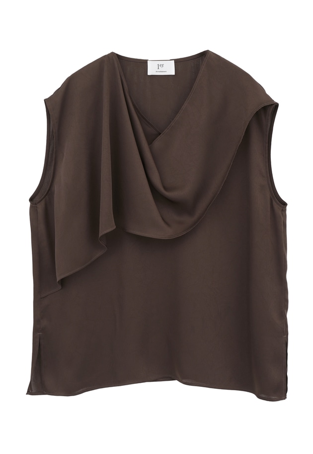 サテンドレープブラウス 詳細画像 Brown 11