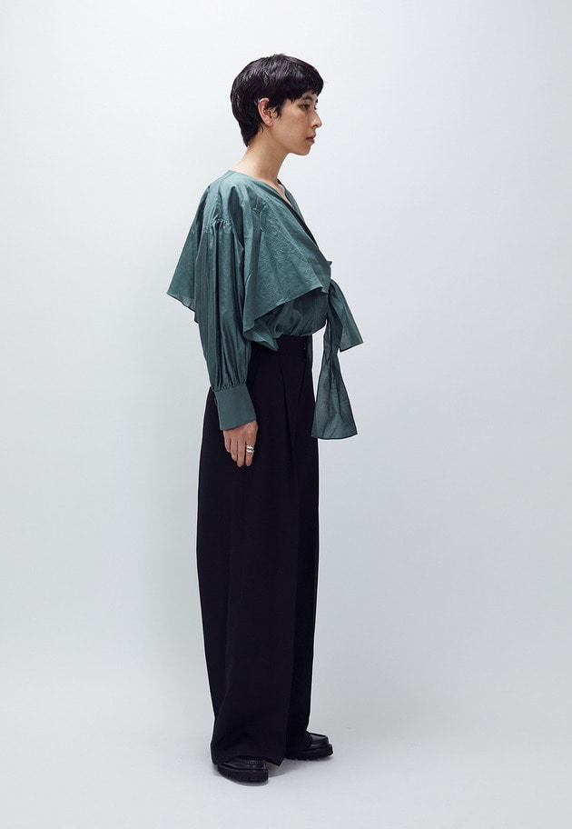 シルクボウタイブラウス 詳細画像 Green 5