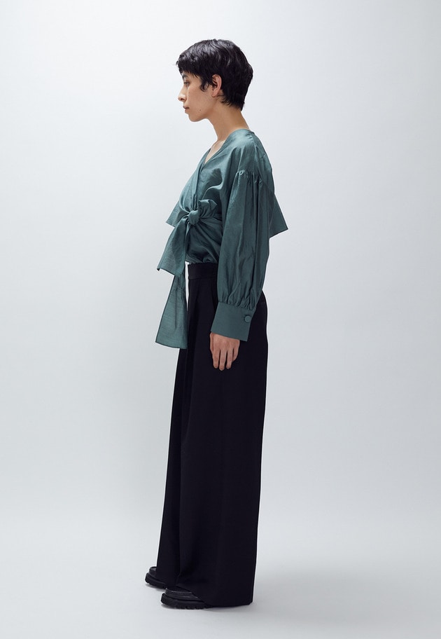 シルクボウタイブラウス 詳細画像 Green 7