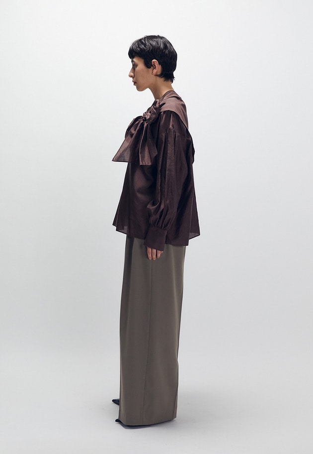 シルクボウタイブラウス 詳細画像 Brown 5