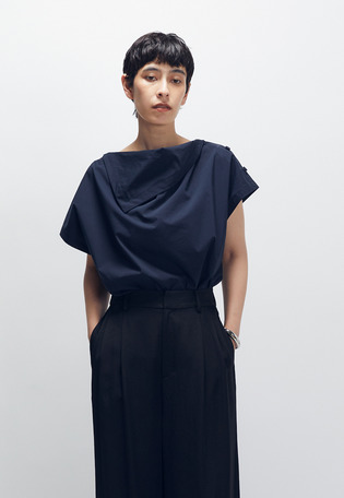 コットンポリエステルライトタフタブラウス