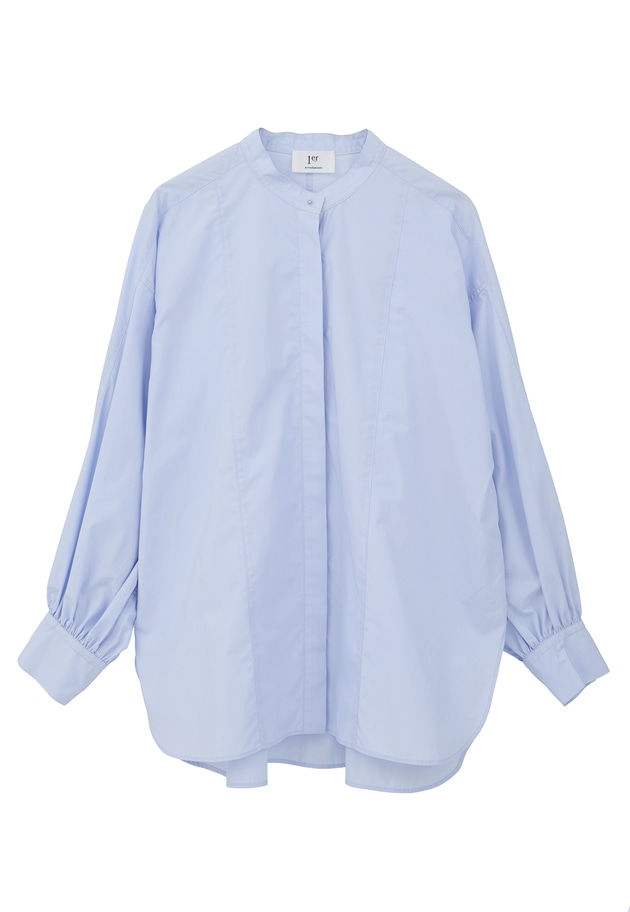 コットンポプリンバンドカラーシャツ 詳細画像 Blue 11