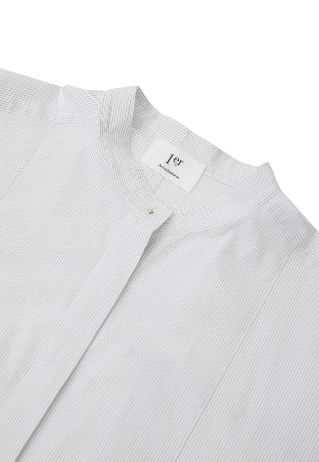 コットンポプリンバンドカラーシャツ 詳細画像 Stripe 13