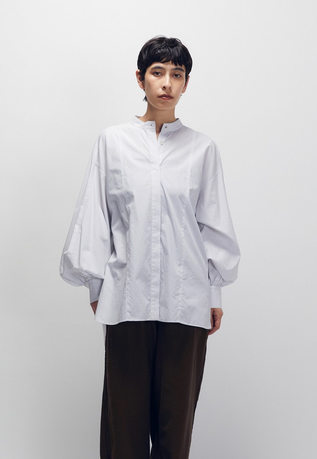 コットンポプリンバンドカラーシャツ 詳細画像 Stripe 2