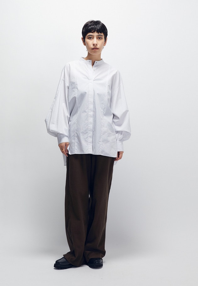 コットンポプリンバンドカラーシャツ 詳細画像 Stripe 4