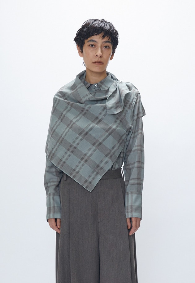 TWチェックスカーフシャツ 詳細画像 Green 2