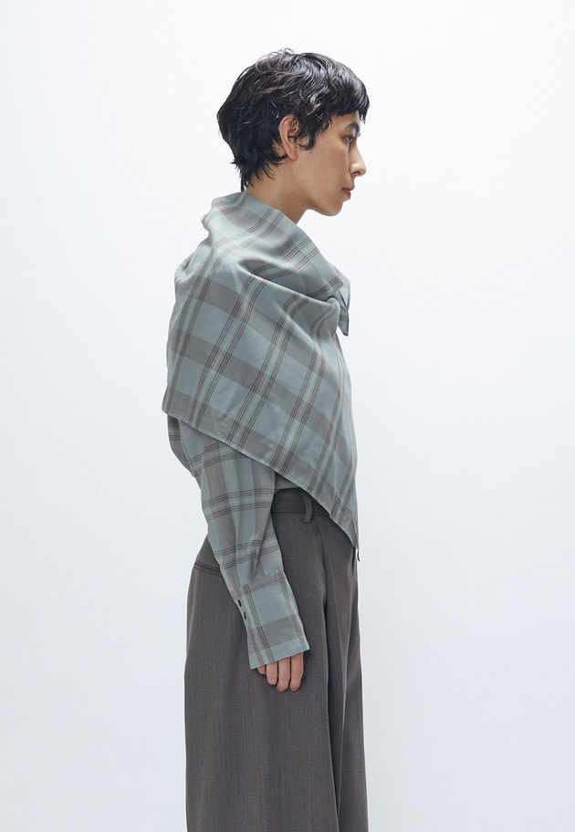 TWチェックスカーフシャツ 詳細画像 Green 3