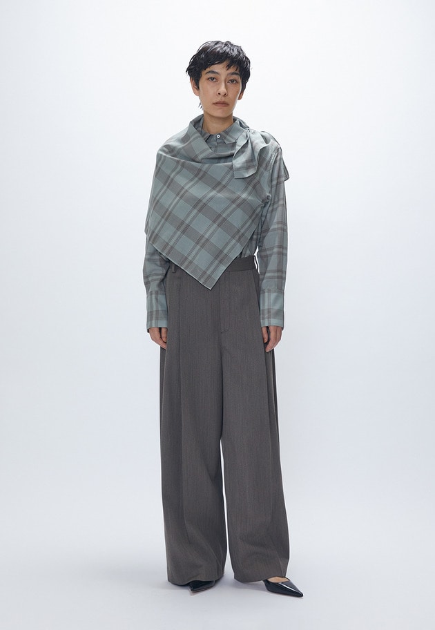 TWチェックスカーフシャツ 詳細画像 Green 4