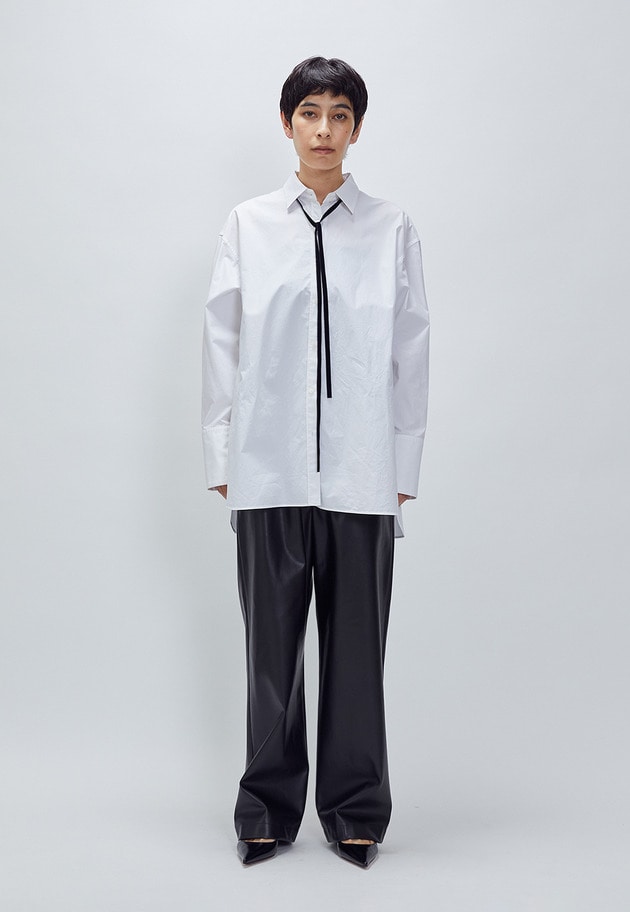 ベロアリボンレギュラーカラーシャツ 詳細画像 White 2