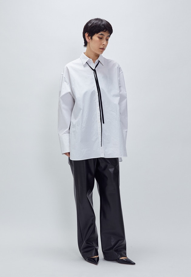 ベロアリボンレギュラーカラーシャツ 詳細画像 White 3