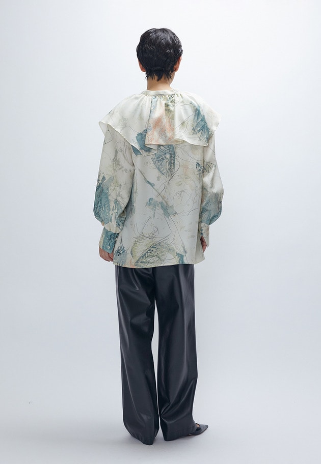 アートプリントスクエアカラーブラウス 詳細画像 Offwhite 4