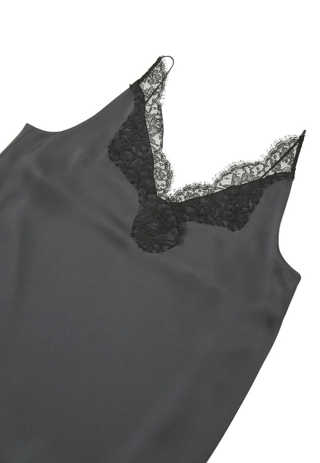 【追加】レースサテンキャミソール 詳細画像 Charcoal 12