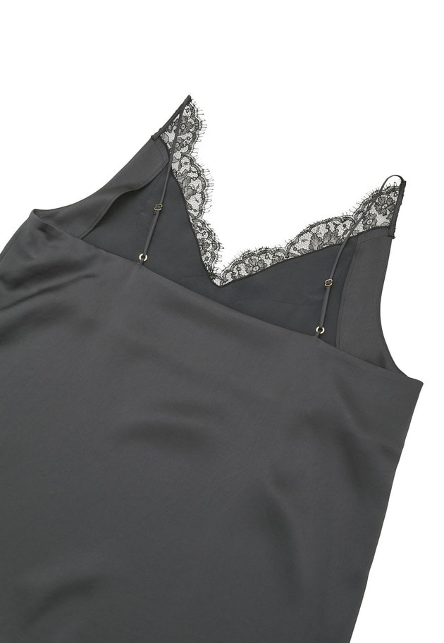 【追加】レースサテンキャミソール 詳細画像 Charcoal 16