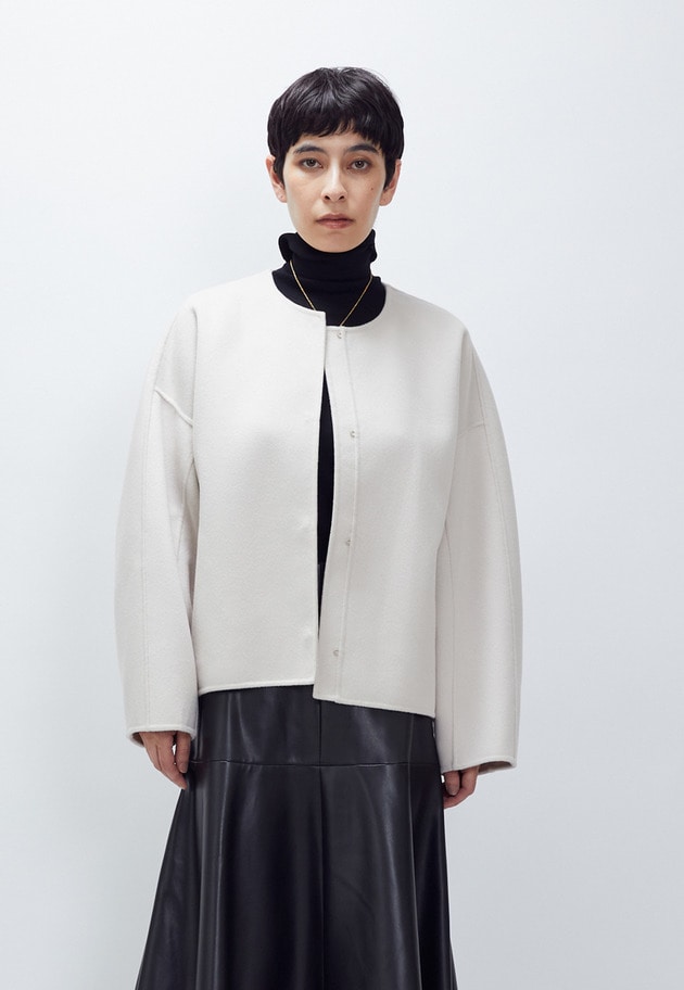 ダブルビーバーコクーンショートコート 詳細画像 Offwhite 2