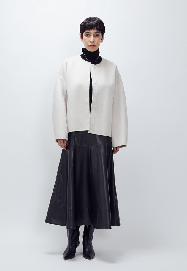 ダブルビーバーコクーンショートコート 詳細画像 Offwhite 4