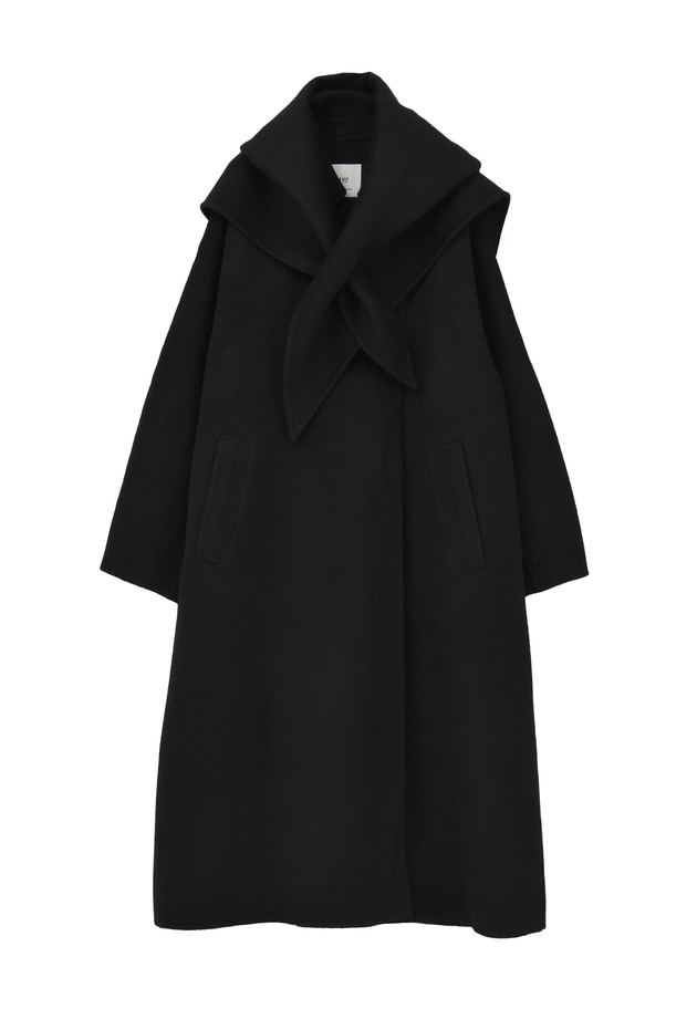 TOPダブルビーバーステンカラーコート（スカーフ付） 詳細画像 Black 11