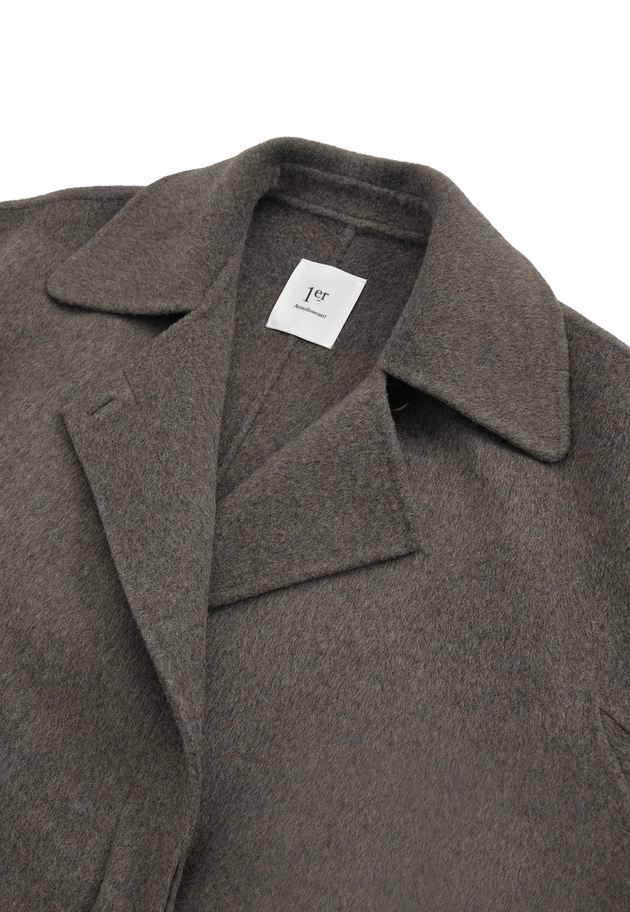 TOPダブルビーバーステンカラーコート（スカーフ付） 詳細画像 Brown 13