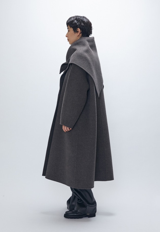 TOPダブルビーバーステンカラーコート（スカーフ付） 詳細画像 Brown 4