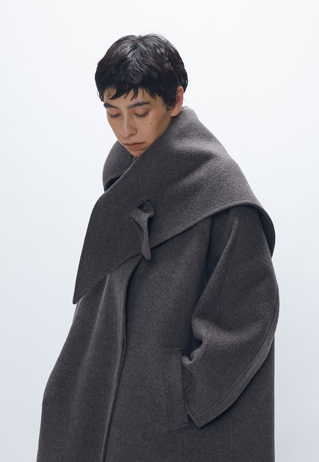 TOPダブルビーバーステンカラーコート（スカーフ付） 詳細画像 Brown 6