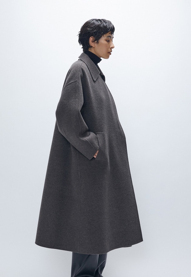 TOPダブルビーバーステンカラーコート（スカーフ付） 詳細画像 Brown 7