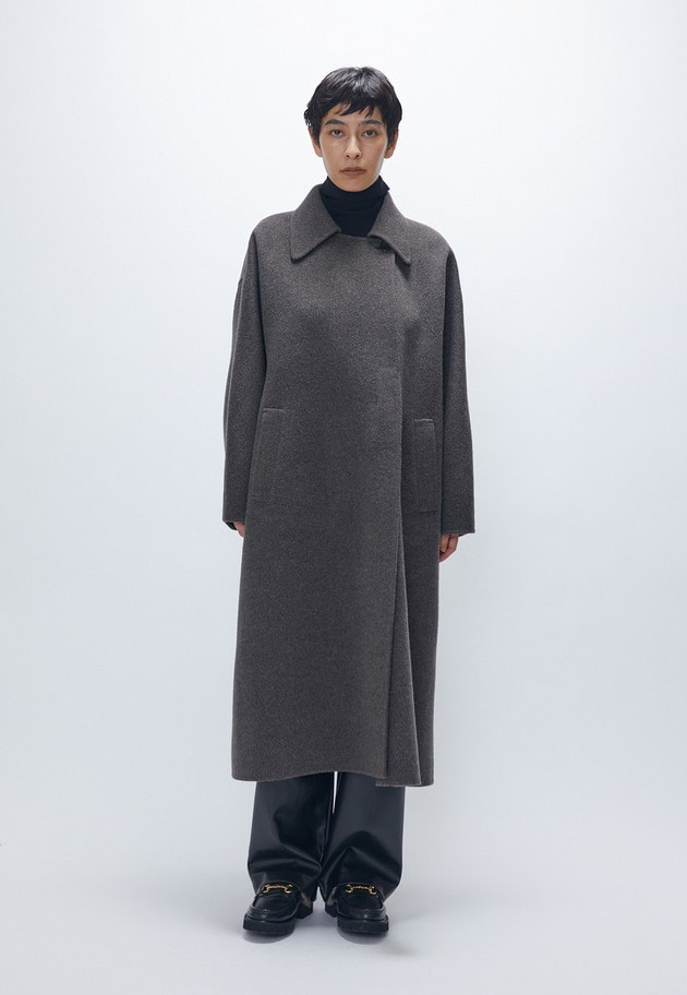 TOPダブルビーバーステンカラーコート（スカーフ付） 詳細画像 Brown 8