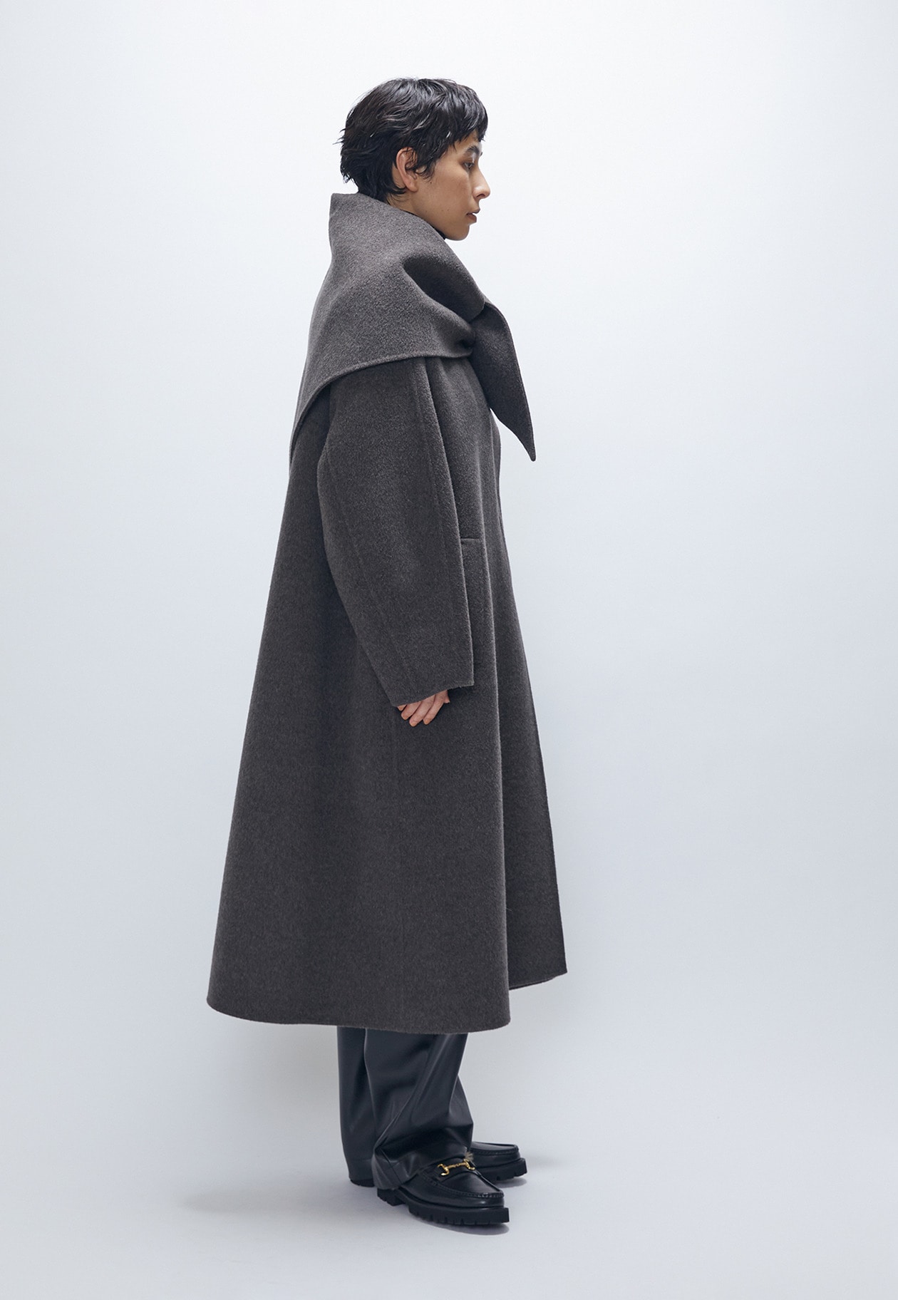 TOPダブルビーバーステンカラーコート（スカーフ付）】｜1er