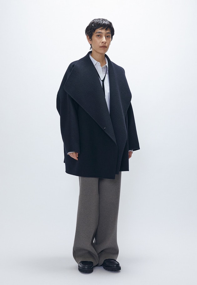 TOPダブルビーバーショールコート 詳細画像 Black 3