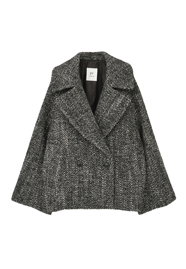 へリンボンラメツイードショートコート 詳細画像 Black 11