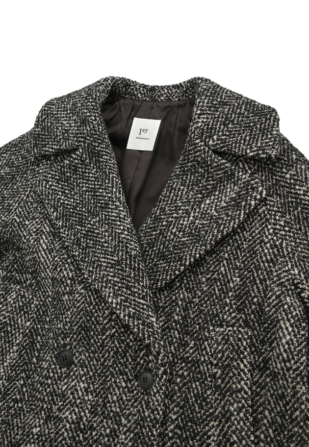 へリンボンラメツイードショートコート 詳細画像 Black 13