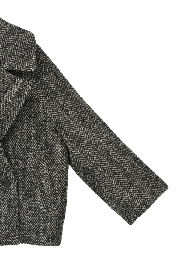 へリンボンラメツイードショートコート 詳細画像 Black 14