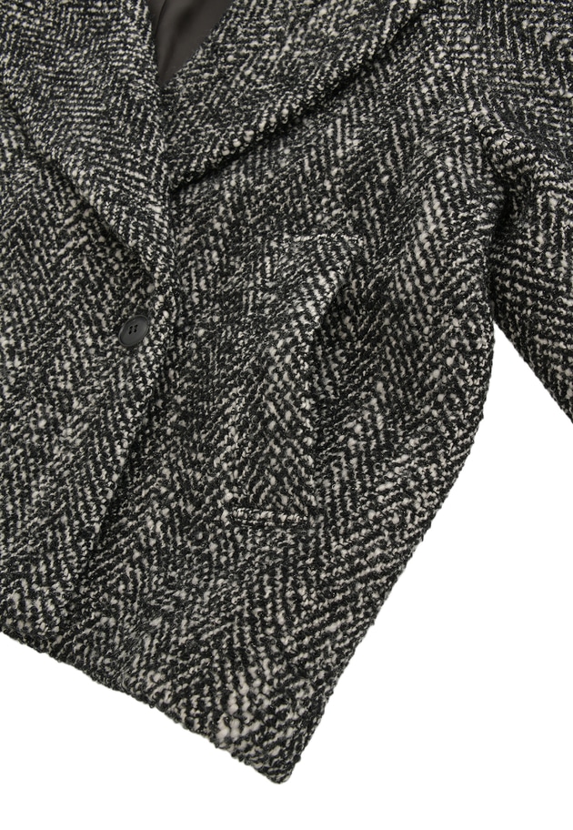 へリンボンラメツイードショートコート 詳細画像 Black 16