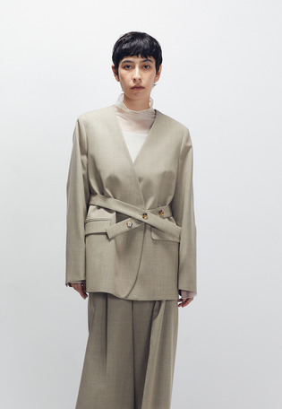 クリアーウールノーカラージャケット