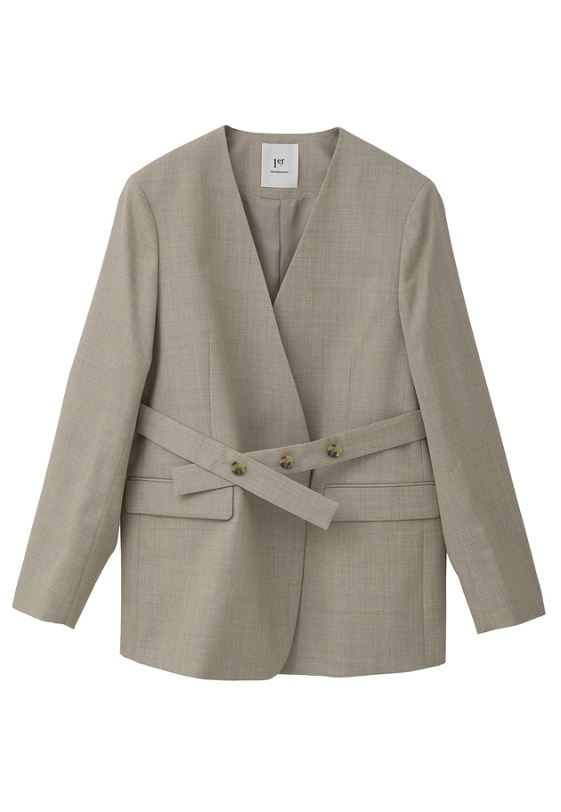 クリアーウールノーカラージャケット 詳細画像 Beige 11