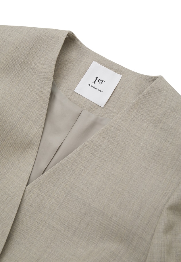 クリアーウールノーカラージャケット 詳細画像 Beige 13