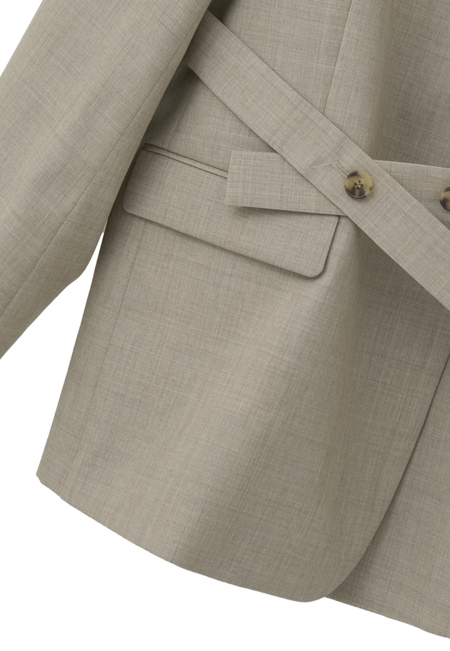 クリアーウールノーカラージャケット 詳細画像 Beige 15