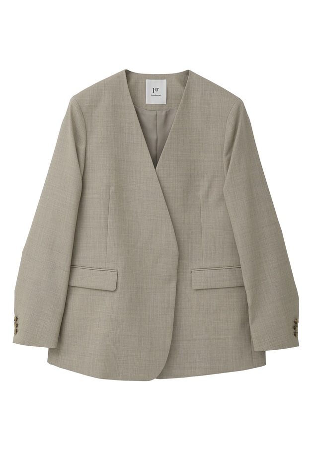 クリアーウールノーカラージャケット 詳細画像 Beige 18