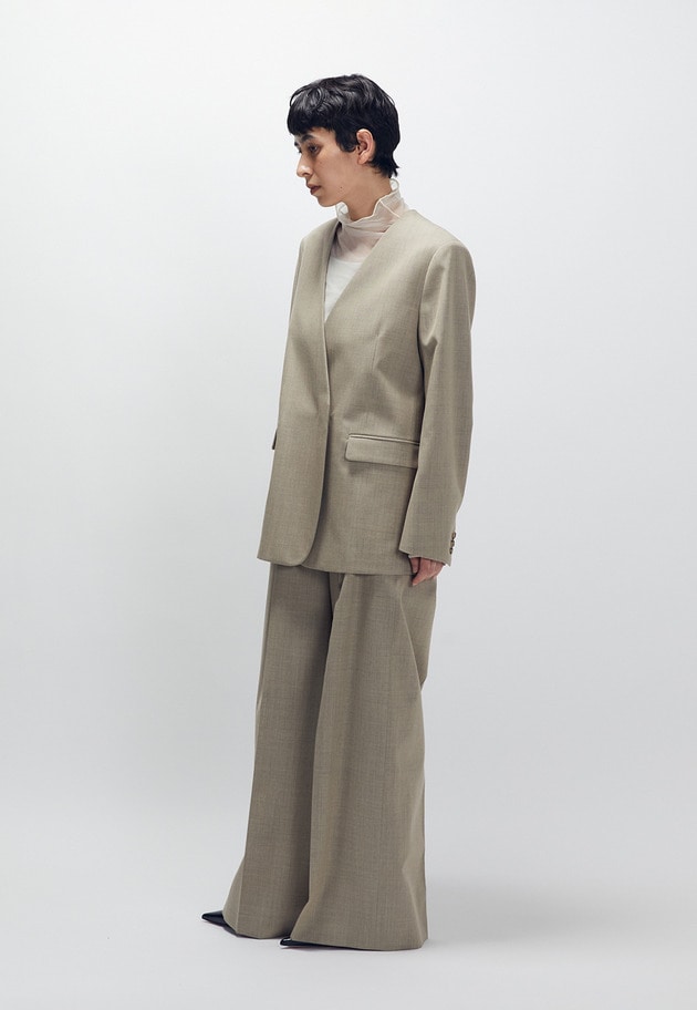 クリアーウールノーカラージャケット 詳細画像 Beige 3