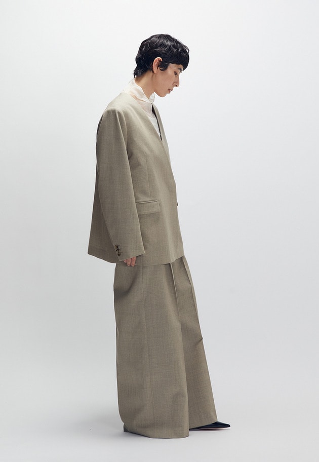クリアーウールノーカラージャケット 詳細画像 Beige 7