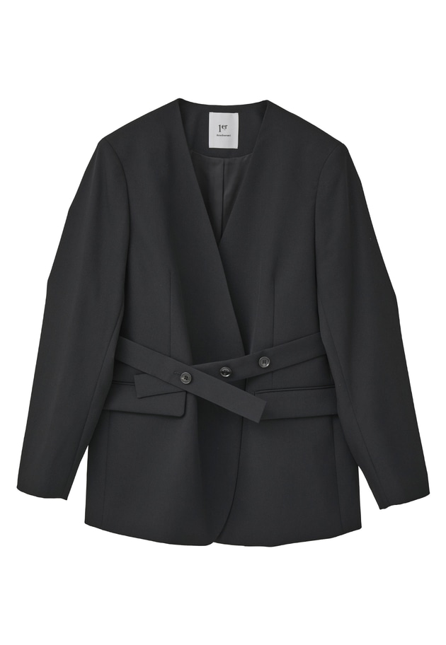 クリアーウールノーカラージャケット 詳細画像 Black 11