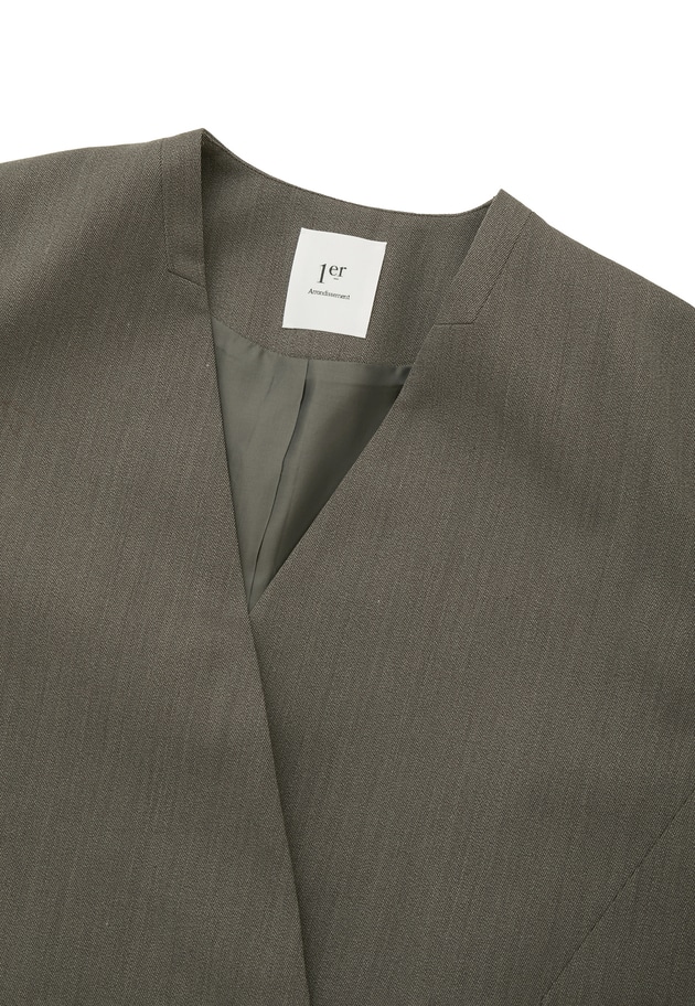 杢ツイルオーバーショルダージャケット 詳細画像 Khaki 13