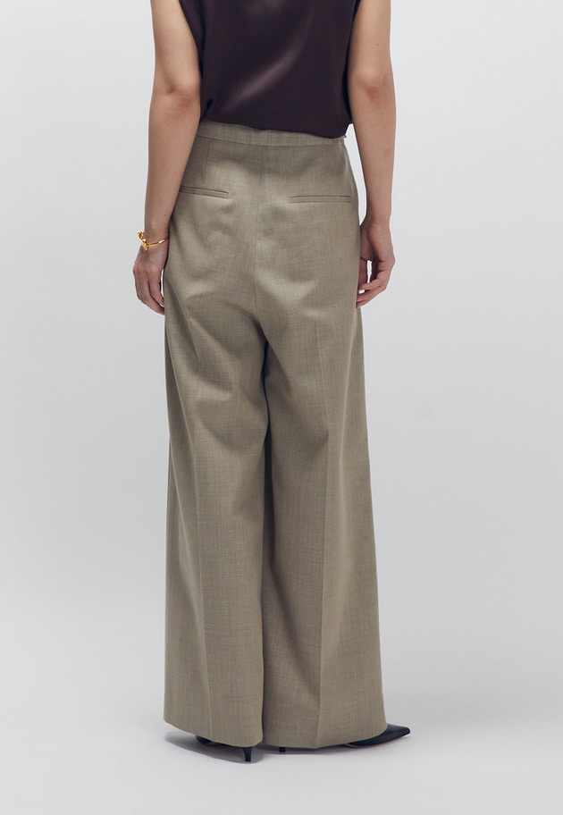 クリアーウールワイドトラウザー 詳細画像 Beige 2