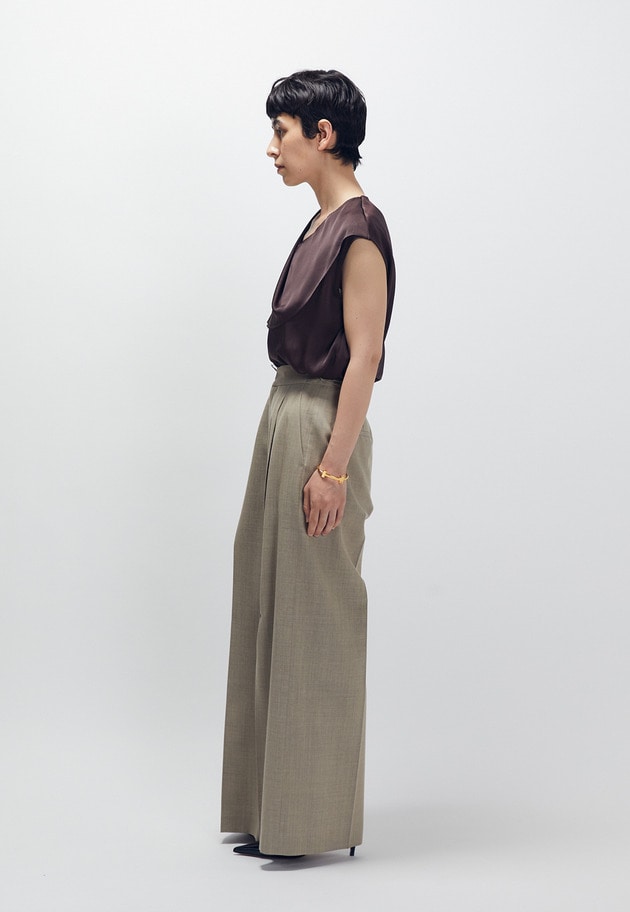 クリアーウールワイドトラウザー 詳細画像 Beige 4