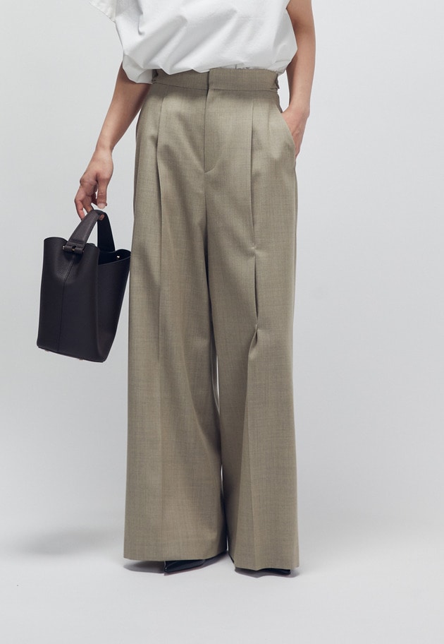 クリアーウールワイドトラウザー 詳細画像 Beige 5