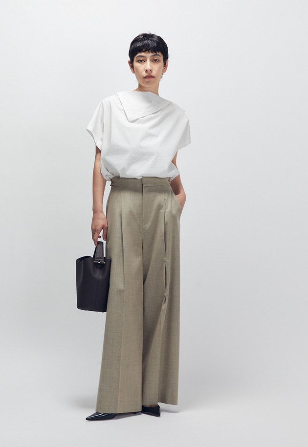 クリアーウールワイドトラウザー 詳細画像 Beige 7