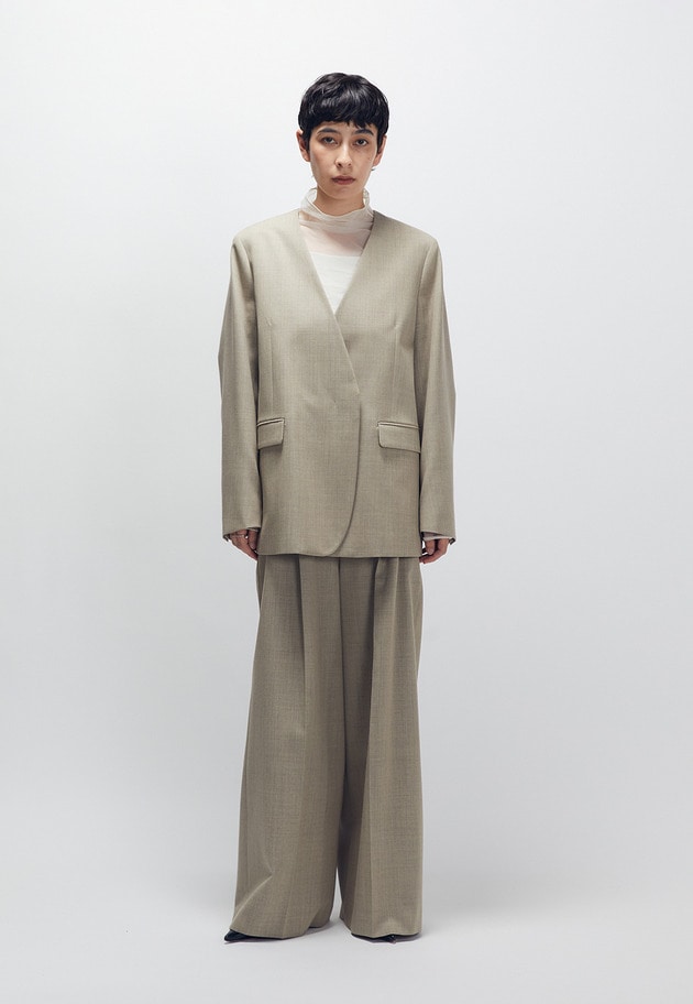 クリアーウールワイドトラウザー 詳細画像 Beige 9