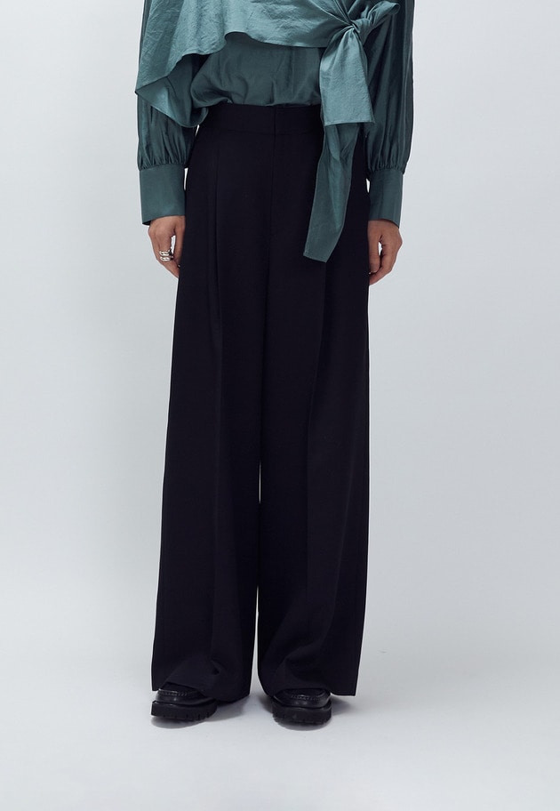 クリアーウールワイドトラウザー 詳細画像 Black 1