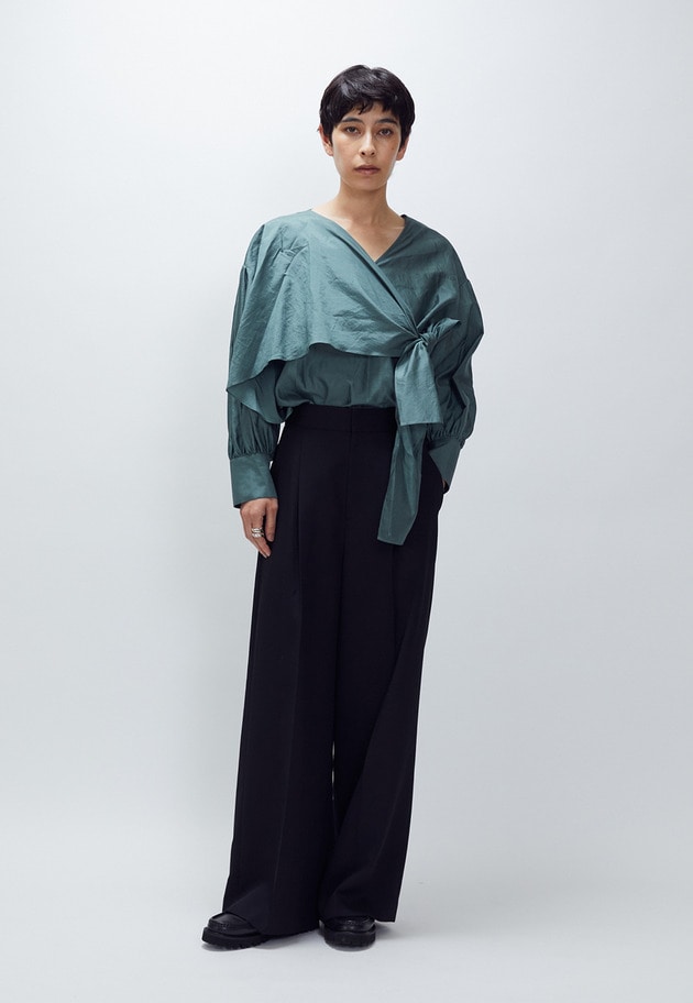 クリアーウールワイドトラウザー 詳細画像 Black 2