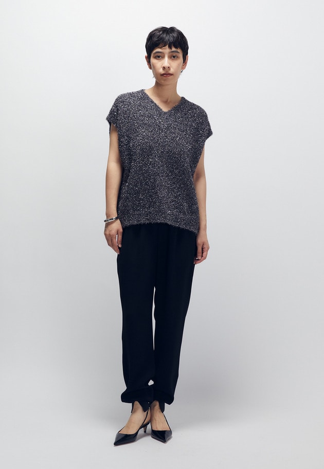 B.Sジョーゼットスリットリブジョガーパンツ 詳細画像 Black 7